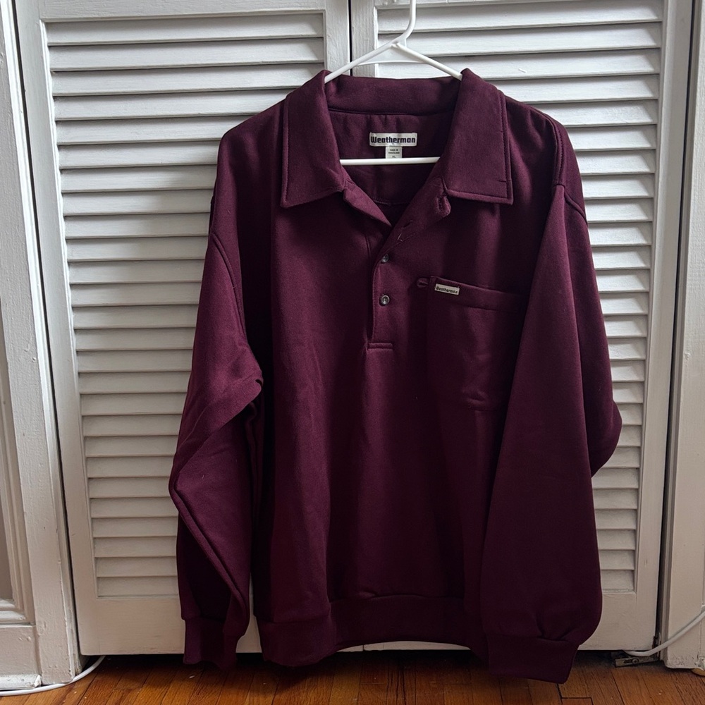 Vintage Burgundy Collared Sweatshirt for Men